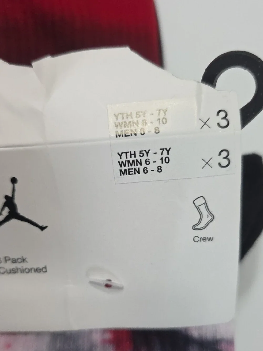 Jordan 3-Pack Crew Socks - Red, Black, Tie-Dye